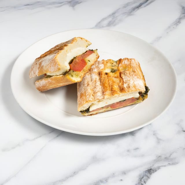 Grilled Panini with Plum Tomato, Pesto & Mozzarella * No Substitutions on this item.
