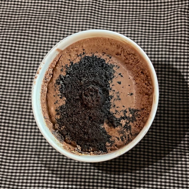 Homemade Chocolate Mousse with Oreo Crumble.