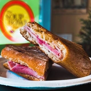 Grilled Ham and Swiss Panini with Honey Mustard