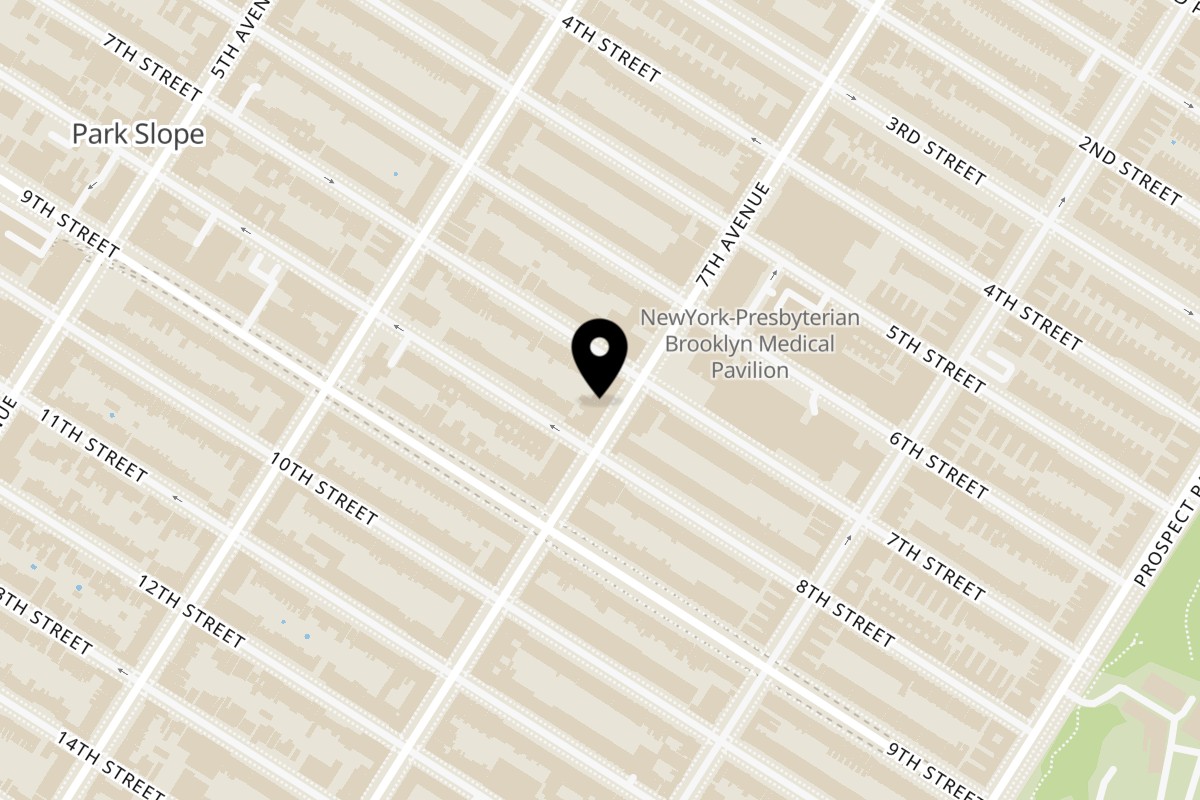 Map showing the location of The Soup Bowl of Park Slope on 302 7th Ave in Brooklyn